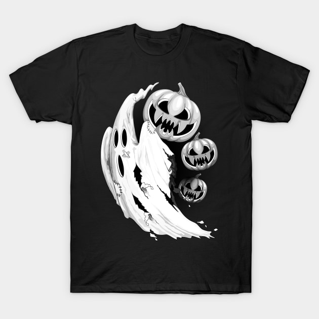 Ghost and Pumpkin funny Nightmare Escape T-Shirt by BluedarkArt